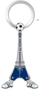 Porte-clés Tour Eiffel Champions du Monde 1998 et 2018 double face.