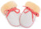 Niedliche Baby Lammfell-Fäustlinge von CHRIST - Unisex (für Jungen, Mädchen, Kleinkind, Kinder bis 18 Monate) mit Verbindungs-Band, warme Winter-Handschuhe in beige mit rosa Garn