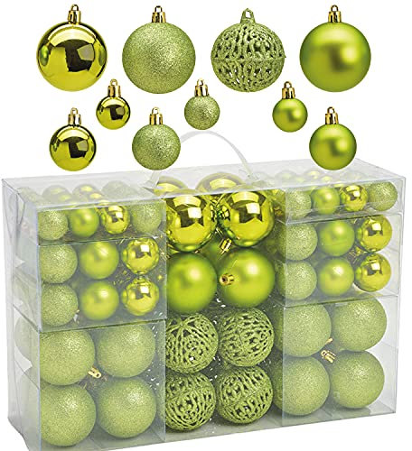 WOMA Christbaumkugeln Set Hellgrün & 22 weiteren Farben - 50er & 100er Weihnachtskugeln Set - Weihnachtskugeln Kunststoff - Weihnachtsbaum Deko & Christbaumschmuck
