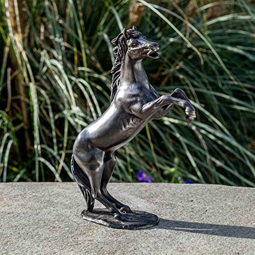 IDYL Bronze-Skulptur EIN Sich aufbaeumendes Pferd | 24x7x19 cm | Tierfigur aus Bronze handgefertigt | Gartenskulptur oder Wohnbereich-Dekoration | Hochwertiges Kunsthandwerk | Wetterfest