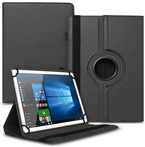 NAUCI Tablet Hülle kompatibel mit Jay-tech G10.11 LTE / G10.10 Tasche Schutzhülle Case Universal Cover aus Kunst-Leder Standfunktion 360° Drehbar, Farbe:Schwarz