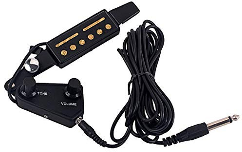 Alnicov Professional Sound Hole Pickup Acoustic Electric Transducer for Acoustic Guitar Magnetic Preamplifier with Tone and Volume Control,Cable Length 4M