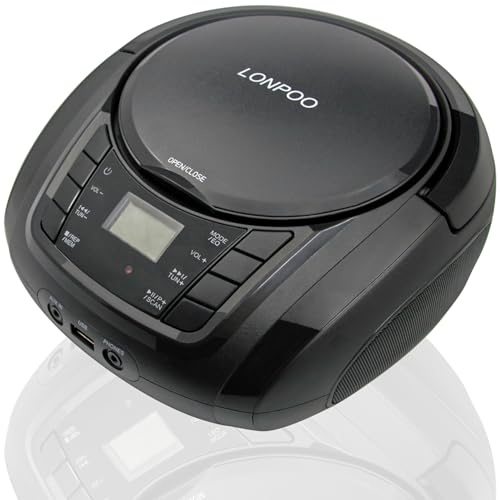 LONPOO Portable Home CD Player with Bluetooth,Retro Boombox