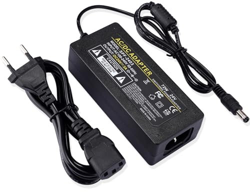 TOBWOLF DC 24V 3A Netzteil Adapter, 72W AC 100V-240V zu DC 24V 3A Transformator, 24V 3A Schaltadapter AC zu DC Konverter, AC/DC Transformator für CCTV Kamera, Bluetooth Lautsprecher, Schalter