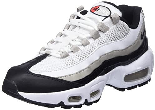 Nike Damen Air Max 95 Sneaker, White/Black-LT Iron ORE-University RED, 38.5 EU