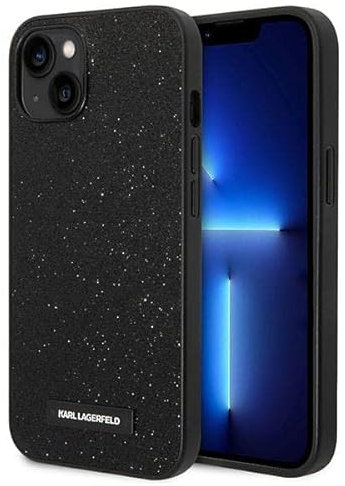 Karl Lagerfeld KLHCP14SG2ELK Hülle für iPhone 14 6,1 hardcase schwarz/Black Glitter Plaque Logo
