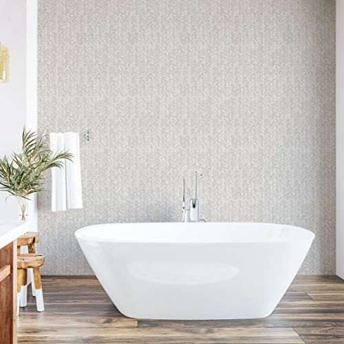 ABAKUHAUS Fischgräte abziehbare & klebbare Tapete für Zuhause, Hand gezeichnet Hipster, selbstklebendes Wohnzimmer Küchenakzent, 33 cm x 180 cm, Tan Weiß