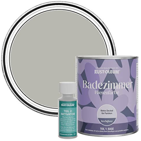 Rust-Oleum Peinture Grise Résistante à l'eau pour Carrelage de Salle de Bain, Finition Brillante - Grey Tree 750ml