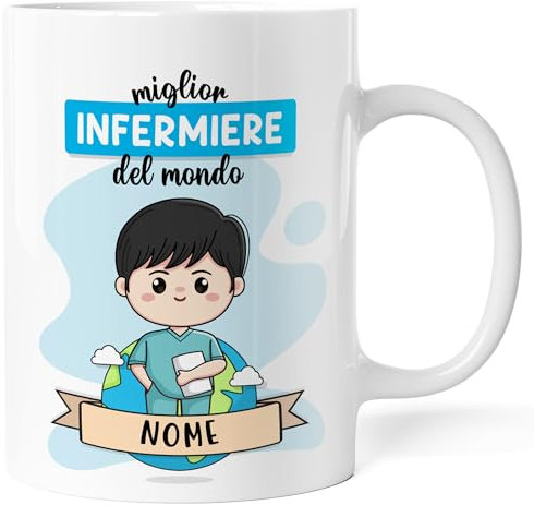 Caribu design Tazza Infermiere Personalizzata con Nome e Colore Capelli - Idea Regalo per Ringraziare Infermieri Personalizzabile e Divertente per Compleanno, Natale, Lavoro, Laurea (Infermiere Uomo)