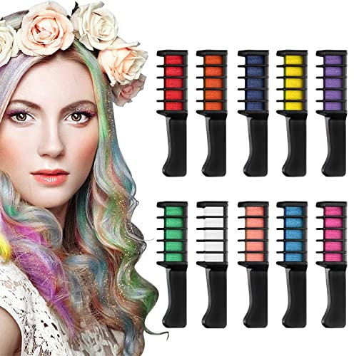 Hair Chalk Set, Haarkreide, Haarkreide für Kinder, haarkreide kamm, Haarfarben für Kinder für Mädchen Geburtstag, Weihnachten, Halloween oder Mitgebsel Geschenke, Auswaschbare Farbe