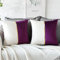Artscope 2er Set Samt Kissenbezug für Sofa Auto Schlafzimmer Luxuriöser Moderne Minimalist Goldenen Ledernähten Dekokissen Kissenhülle Kissen Fall 45x45cm (Lila und Weiß)