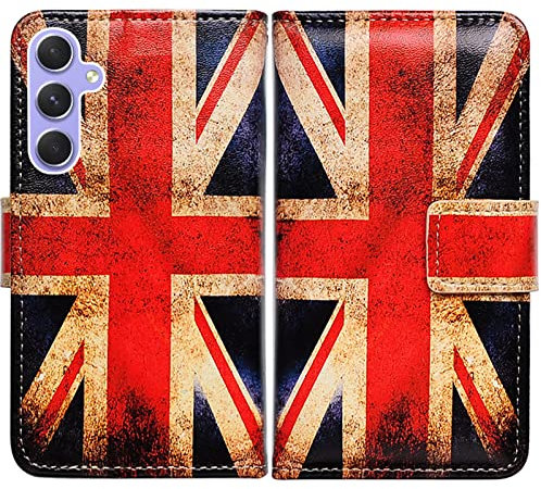 Bcov Galaxy A54 Case, Retro Union Jack Flag Leather Flip Phone Case Wallet Cover with Card Slot Holder Kickstand For Samsung Galaxy A54 5G