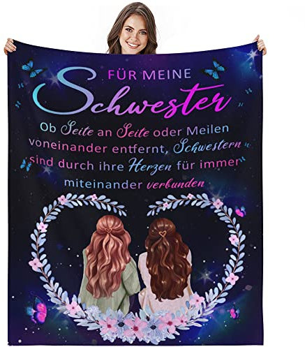 Bold and Brash Geschenke für Schwester, Geburtstagsgeschenk für Beste Schwester, Schöne Kuscheldecke Flauschig Fleecedecke Geschenkideen zum Geburtstag Weihnachten 150x 200cm