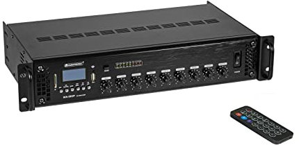 OMNITRONIC MA-120P ELA-Mischverstärker | ELA-Mono-Mischverstärker mit MP3-Player und IR-Fernbedienung, Bluetooth, 120 Watt