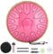 Musfunny Zungentrommel Handpan Steel Tongue Drum: 12 Zoll 15 Tone Stahlzungentrommel D-Dur Handpan Instrument mit Musikbuch Tragetasche für Geburtstagsgeschenk Meditation Yoga (Rosa)