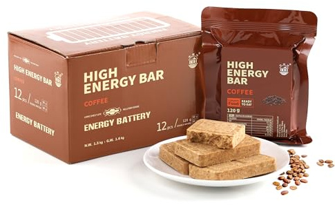 Coffee Flavour Emergency Rations, High Energy Biscuits, 12 Pack | 20-Year Shelf Life, 6,696 kcal Total Energy. Individually Wrapped & Ready to Eat for Emergency Food Storage, Camping