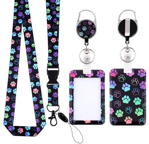 TIESOME Ausweishalter mit einziehbarem Schlüsselband, niedliches Faultier Kunststoff Kartenhalter modisches Umhängeband Kreditkarten Ausweisschutz mit abreißbarem Schlüsselband (Hundekrallen)