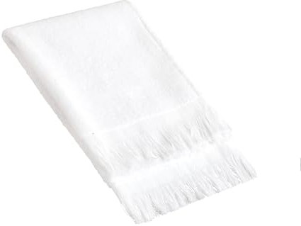 The Holy South Frottee-Handtuch mit gesäumten Fransen, wendbar, Größe 27,9 cm B x 45,7 cm L, Baumwolle, Weiß, 12 Stück