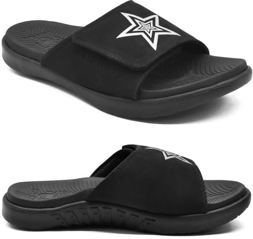 KuaiLu Sandales Hommes Plage Piscine Sport Claquette Antidérapante Légère Support de L'arche Reglables Bout Ouvert Pantoufle D'été Taille 45