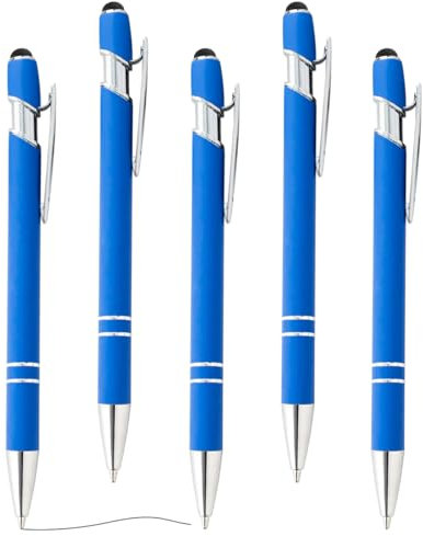 5 pezzi Penna a Sfera Stilo, 2 in 1 Stilo per touch screen, Ad Alta Sensibilità Penne Universali Capacitive Touch per Touch Screen Tablet Smartphone Ufficio Firma (Blu)