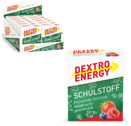 Dextro Energy Schulstoff Waldfrucht - 12x50g (12er Pack) | prickelnder Traubenzucker für jede Prüfung, schnell verfügbare Kohlenhydrate, perfekt zu portionieren