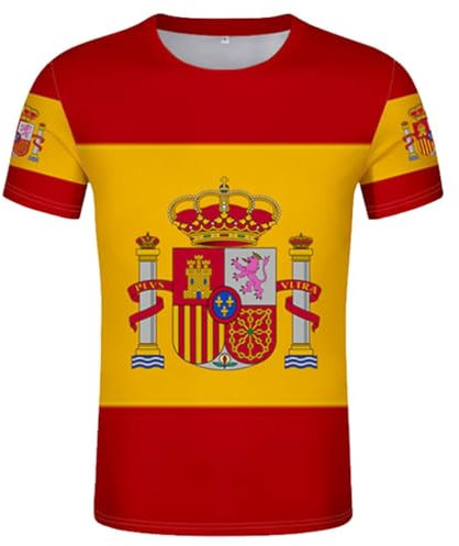 YuanDiann Camiseta de la Copa de fútbol de Europa 2024 para fanáticos de España, animadora al deporte, casual, para hombre, mujer, niños, estampado de bandera nacional, manga corta, cuello redondo,
