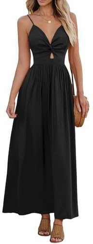 CUPSHE Sommarklänning för kvinnor, V-ringad twist fram, ärmlös, kontrastfärg, boho, blomtryck, miniklänning, fritidsklänningar, fest, strand, cami miniklänning