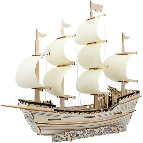 TOPPERFUN 3D-Holzpuzzle für Erwachsene Modellbau Schiffe Boot Spielzeug Küstendekorationen DIY 3D-Puzzle Segelboot Rätsel für Erwachsene 3D-Segelbootmodell aus Holz