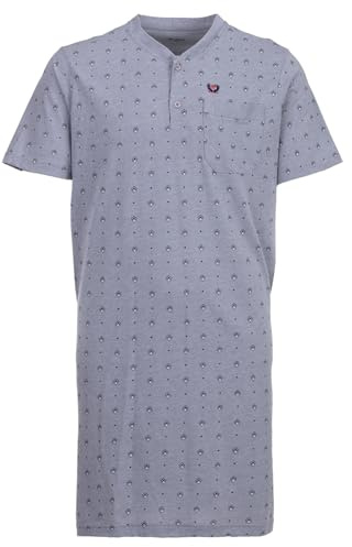 Henry Terre Nachthemd Herren Kurzarm Raute Brusttasche Knopfleiste Größe M-3XL