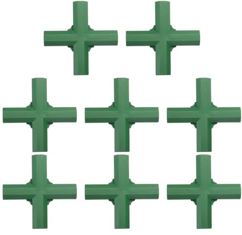 sourcing map 8Pcs 16mm/0.6in Greenhouse Frame Connector Pipe Fitting Duty Joint Tool, 4 Way Frame Connectors for Trellis Sunscreen Shed Gardening Stakes and Greenhouse Frames (Green)