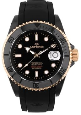Lorenz - Sportliche Herrenuhr - Doppeleinspritzung Special Edition - Automatikuhr Subaqueo 030197BK mit Armband aus Harz, Modern