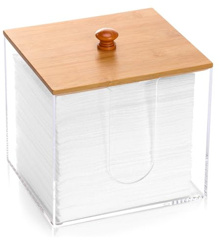 Clean Skin Club Porte-serviettes XL en acrylique avec couvercle en bambou – Support de drap pour salle de bain et buanderie