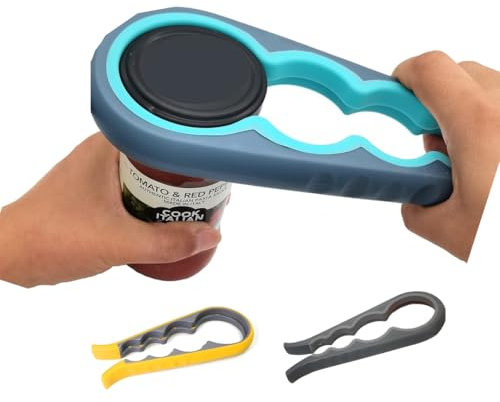 Abridor de botellas de plástico multiusos de 4 tamaños para manos con artritis, color al azar, duradero y versátil, abrelatas de botellas y anillos para personas mayores.