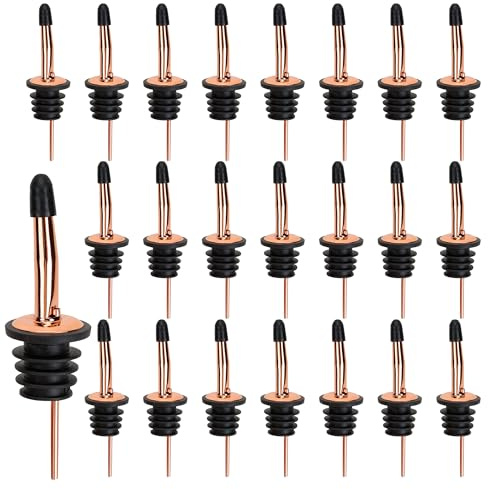 WENLISELL 24 Packs Bottle Pourers for Spirits, Metal Bottle Speed Pourers | Stainless Steel, Freeflow Liquor Pourer, With Rubber Stopper, For Restaurants, Bars, Clubs, Home