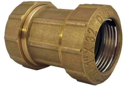 Messing PE Rohr Verschraubung Kupplung Muffe 32x32