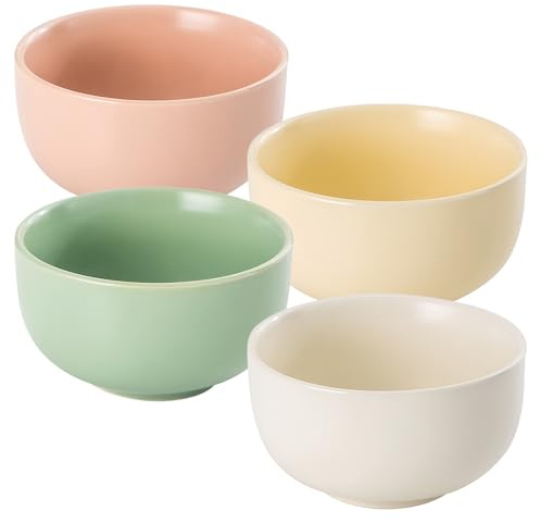 Dowbom Large Cereal Bowls Set, 400ml Soup Bowls Microwave Safe, Rice Bowls, Ceramic Cereal Bowls, Breakfast Bowls (Multi,4 Pack)