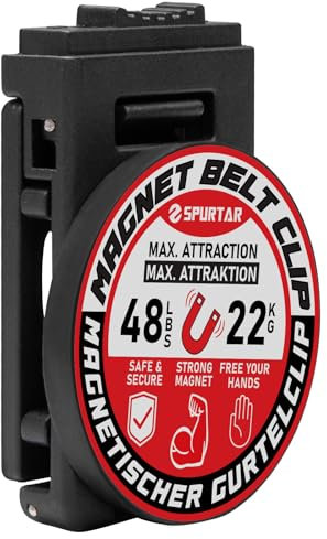 Spurtar Magnetic Tool Holder 1PCS Belt Clip Non-Slip Tool Holster Heavy-Duty Belt Clip for Drill Screwdriver Bits Wrench Pliers Tool Belt Accessories Gifts for Dad Father Husband Boyfriend Men