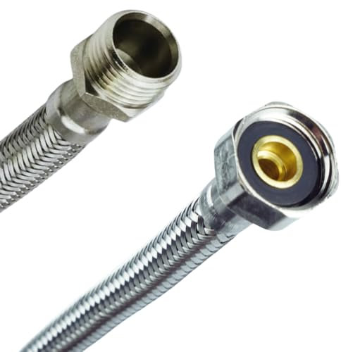 Panzerschlauch Edelstahl Flexschlauch, Wasserhahn, Geflochtener, Flexschläuche Sanitärschlauch, fur Anschlussschlauch Armatur, Waschbecken, 1/2 3/8 (3/8x3/8 IG-AG, 50 cm)