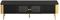 Azkoeesy Mueble de TV de 170 cm, puertas de cristal y 2 cajones con diseño de rayas, asas doradas y patas para TV Max de 75 pulgadas, color negro