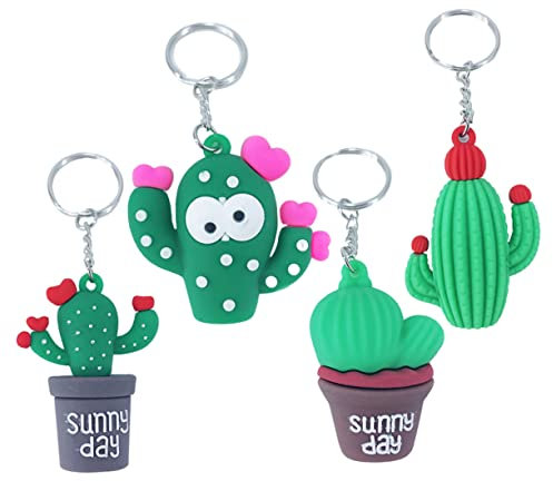 Holibanna 4pcs Cactus Keychain Bag Pendant Car Keychain Decorations for Women PVC Soft Enamel Charm Random Style