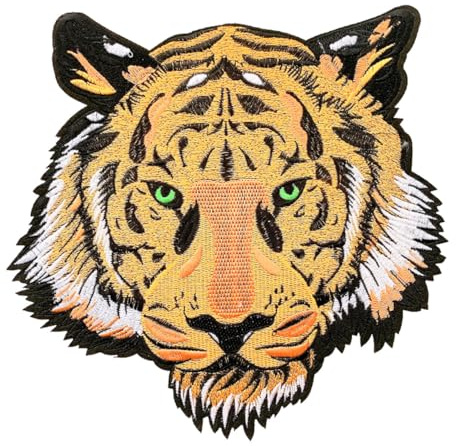 Namvo Tigerkopf-Aufn?her, Bestickt, gro?er Tiger-Aufn?her, bestickte Applikation zum Aufbügeln und Aufn?Hen, geeignet für Kleidung, Hüte, Jacken, Jeans