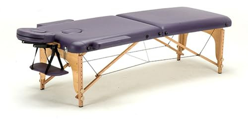 MBBTAG Massageliege Klappbar Mobile Massageliege mit KopfstüTze und Seitlichen Armlehnen Massagetisch Tragbar Massagebett HöHenverstellbar Massageliege 2 Zonen Starke TragfäHigkeit(Lila)