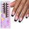 Elegant Lot de 150 faux ongles courts en acrylique avec pointe française Noir 15 tailles pour femme