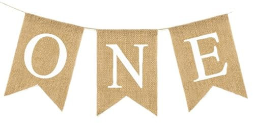 GreatRise Baby Birthday Banner ONE Jute Girlande Hochstuhl Banner 1. Geburtstag Flagge Kette für 1 Jahr Mädchen Jungen Geburtstag Party Babydusche Dekoration Kindergeburtstag Deko