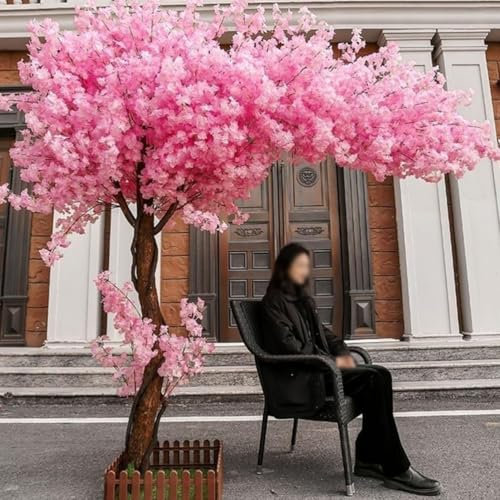 Árboles Flores de Cerezo Artificiales,Cerezo Artificial de Color Rosa Hecho a Mano Hermosa Planta Falsa para decoración de Interiores y Exteriores, hogar, Oficina, Fiesta,001,2.5x2m/8.2x6.6ft