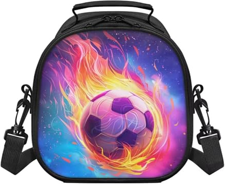 Renewold Lonchera de fútbol para niños con correa ajustable, portátil, a prueba de fugas, multifuncional, grande, térmica, para escuela, camping, picnic