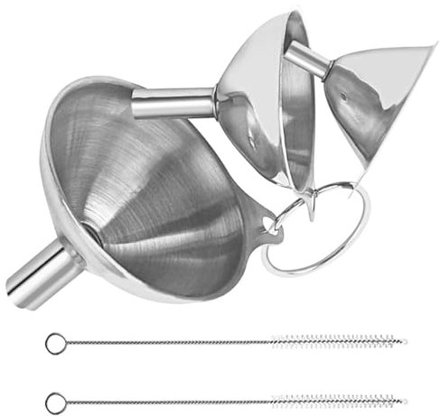 3 Pcs Stainless Steel Funnel Set – Kitchen Funnels with Removable Strainer for Easy Liquid & Dry Ingredient Transfer