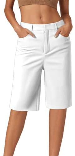 Générique Short De Bain Cactus Jack Short Confortable et décontracté en sergé Extensible pour Femme, Coupe Droite, 12,7 cm – Couleur Unie, Coupe décontractée Pantalon Ouvert De Jambe (White, L)