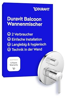 Duravit Balcoon Wannenarmatur Aufputz für 2 Verbraucher mit Umstellventil, Wannenthermostat mit Keramikmischsystem, Chom