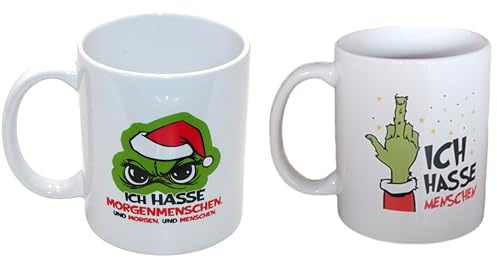 Anti-Weihnachtstasse Festtags-Muffel 350 ml - Tasse für Weihnachtshasser - Freche Weihnachtstasse - Lustige Weihnachtstasse Anti-Weihnachten (2er Set Tassen Festtags-Muffel)